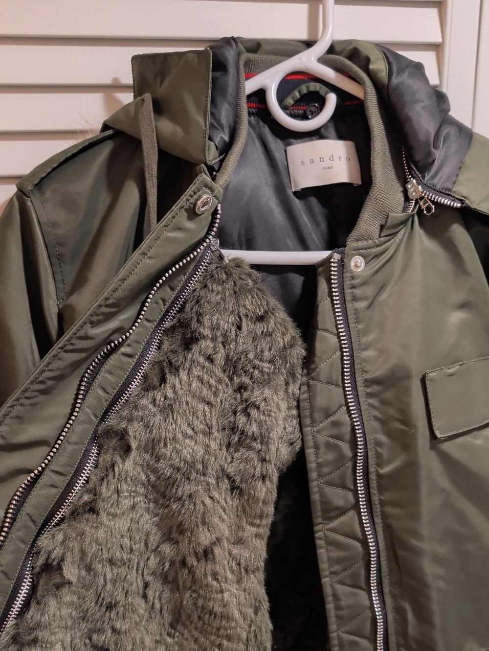 Sandro Paris Vitalic Faux-fux Trim Shell Parka Coat Three In One Jacket